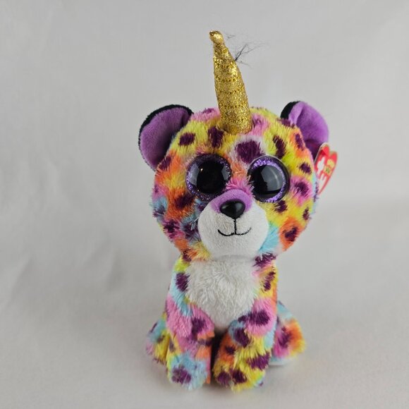 Ty Beanie Boos GISELLE the 6" Unicorn Leopard Horn Stuffed Animal Toy Plush  New - Picture 1 of 7